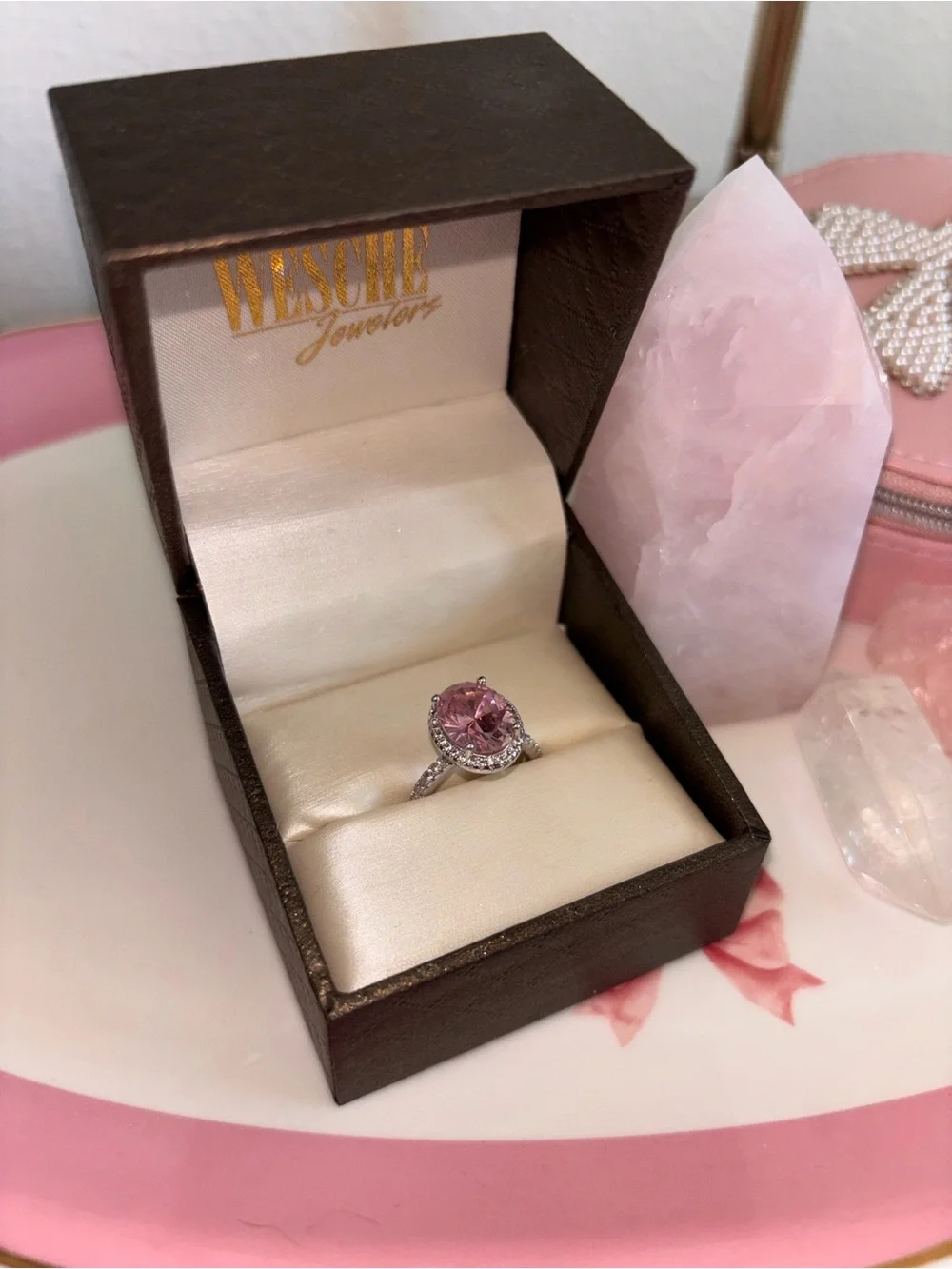 Wesc Pink Halo Silver Ring